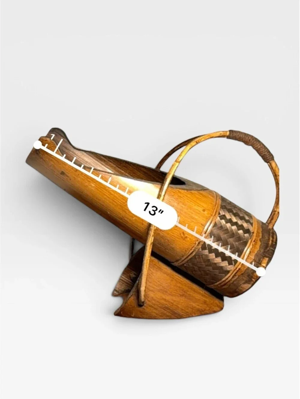 Kinaree Handmade Bamboo Rattan Wine Bottle Holder Basket With Handle Thailand
